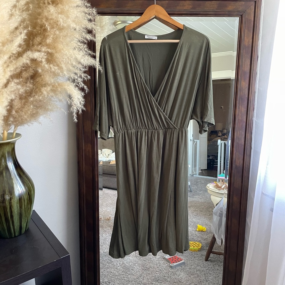 Maternity Nursing Olive Postpartum Dress and Hospital Gown